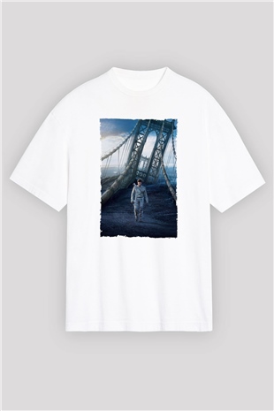 Unisex Oblivion Baskılı Beyaz Oversize Tişört