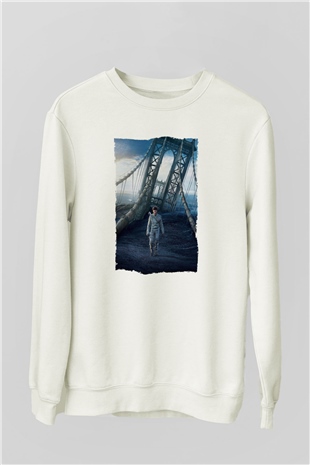 Unisex Oblivion Baskılı Beyaz Sweatshirt