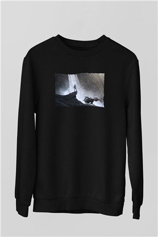 Unisex Oblivion Baskılı Siyah Sweatshirt