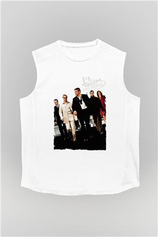 Unisex Oceans Eleven Baskılı Beyaz Kolsuz Tshirt