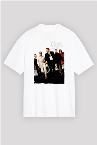 Unisex Oceans Eleven Baskılı Beyaz Oversize Oversize T-shirt