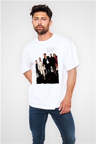 Unisex Oceans Eleven Baskılı Beyaz Oversize Oversize T-shirt