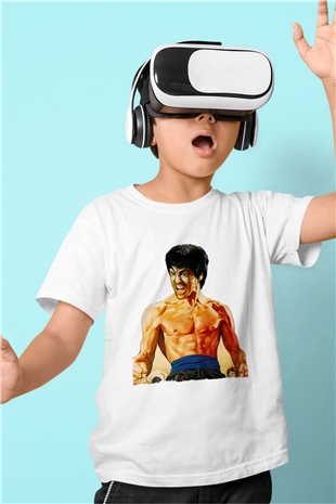 Unisex Öfkenin Yumruğu (Fist of Fury) Baskılı Beyaz Çocuk Tshirt