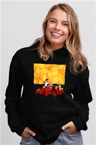 Unisex Ölü Ozanlar Derneği (Dead Poets Society) Baskılı Siyah Kapüşonlu Sweatshirt