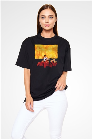 Unisex Ölü Ozanlar Derneği (Dead Poets Society) Baskılı Siyah Oversize Tişört