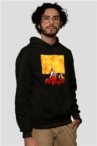 Unisex Ölü Ozanlar Derneği (Dead Poets Society) Baskılı Siyah Kapüşonlu Sweatshirt