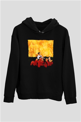 Unisex Ölü Ozanlar Derneği (Dead Poets Society) Baskılı Siyah Kapüşonlu Sweatshirt