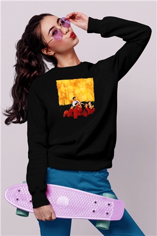 Unisex Ölü Ozanlar Derneği (Dead Poets Society) Baskılı Siyah Sweatshirt