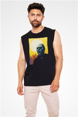 Unisex Ölüler Günü (Day of the Dead) Baskılı Siyah Kolsuz Tshirt