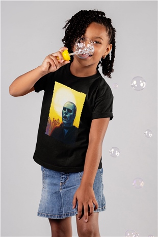 Unisex Ölüler Günü (Day of the Dead) Baskılı Siyah Çocuk Tshirt