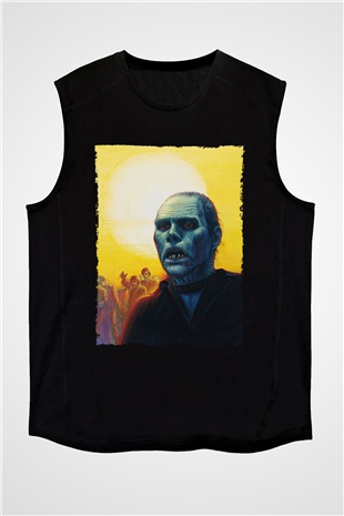 Unisex Ölüler Günü (Day of the Dead) Baskılı Siyah Kolsuz Tshirt