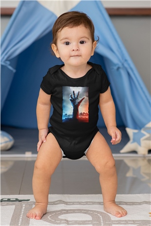Unisex Ölüler Ölmez (The Dead Dont Die) Baskılı Siyah Bebek Body - Zıbın