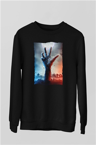 Unisex Ölüler Ölmez (The Dead Dont Die) Baskılı Siyah Sweatshirt