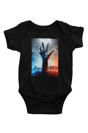 Unisex Ölüler Ölmez (The Dead Dont Die) Baskılı Siyah Bebek Body - Zıbın