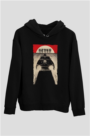Unisex Ölüm Geçirmez (Death Proof) Baskılı Siyah Kapüşonlu Sweatshirt