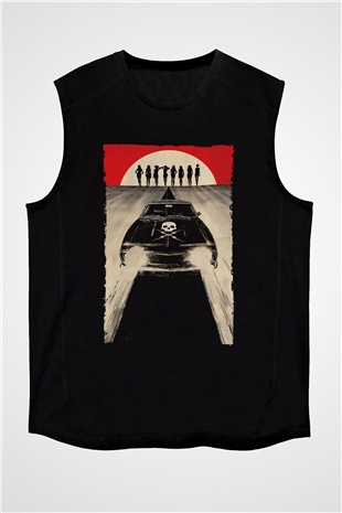Unisex Ölüm Geçirmez (Death Proof) Baskılı Siyah Kolsuz Tshirt