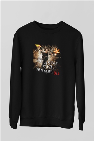 Unisex Ölümcül Deney Ölümden Sonra (Resident Evil Afterlife) Baskılı Siyah Sweatshirt