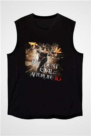 Unisex Ölümcül Deney Ölümden Sonra (Resident Evil Afterlife) Baskılı Siyah Kolsuz T-shirt