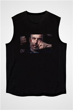 Unisex Önemsiz Biri (Nobody) Baskılı Siyah Kolsuz Tshirt