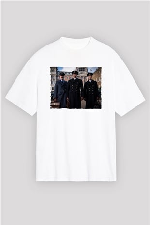 Unisex Operation Mincemeat Baskılı Beyaz Oversize Oversize T-shirt