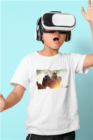 Unisex Optimus Prime Baskılı Beyaz Çocuk Tişört
