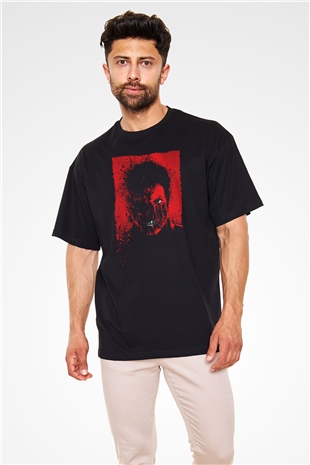 Unisex Overlord Operasyonu (Overlord) Baskılı Siyah Oversize T-shirt