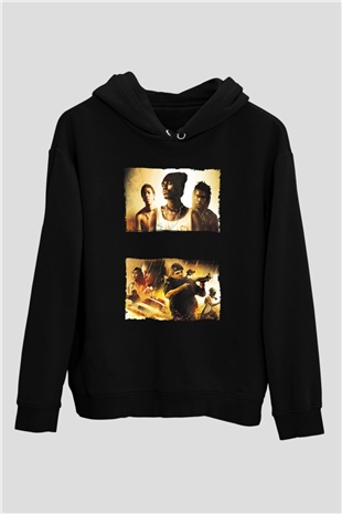 Unisex Özel Tim (Elite Squad) Baskılı Siyah Kapüşonlu Sweatshirt
