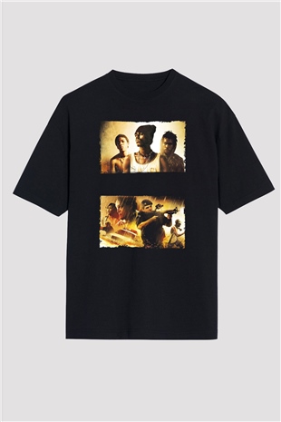 Unisex Özel Tim (Elite Squad) Baskılı Siyah Oversize Tişört