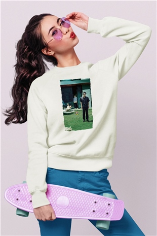 Unisex Parazit (Parasite) Baskılı Beyaz Sweatshirt