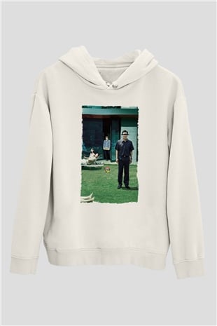 Unisex Parazit (Parasite) Baskılı Beyaz Kapüşonlu Sweatshirt
