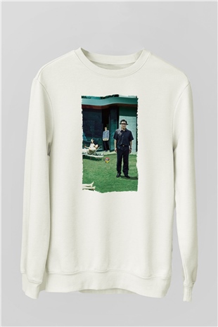Unisex Parazit (Parasite) Baskılı Beyaz Sweatshirt