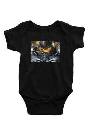 Unisex Pasifik Savaşı (Pacific Rim) Baskılı Siyah Bebek Body - Zıbın