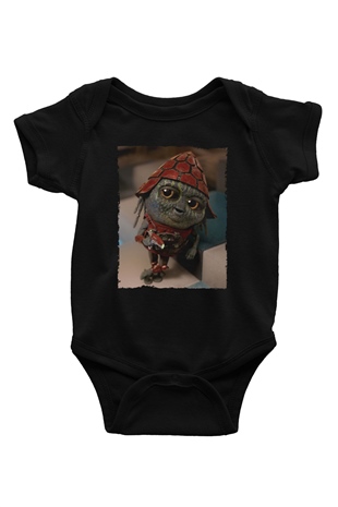 Unisex Pawny Baskılı Siyah Bebek Body - Zıbın