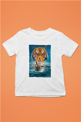 Unisex Pinin Yaşamı (Life of Pi) Baskılı Beyaz Çocuk Tshirt