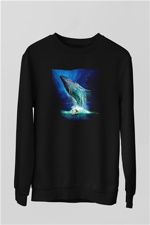 Unisex Pinin Yaşamı (Life of Pi) Baskılı Siyah Sweatshirt