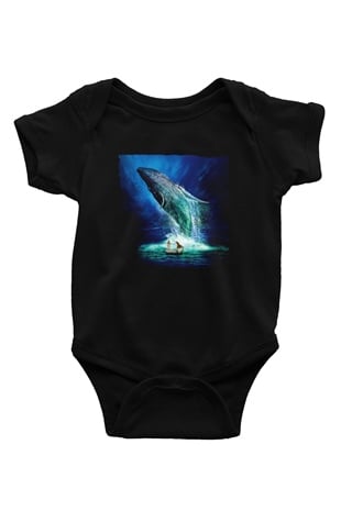 Unisex Pinin Yaşamı (Life of Pi) Baskılı Siyah Bebek Body - Zıbın