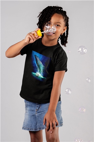 Unisex Pinin Yaşamı (Life of Pi) Baskılı Siyah Çocuk Tshirt