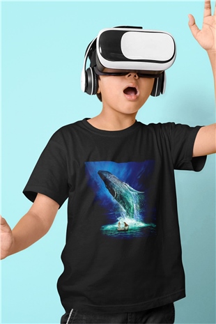 Unisex Pinin Yaşamı (Life of Pi) Baskılı Siyah Çocuk Tshirt
