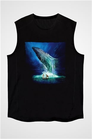 Unisex Pinin Yaşamı (Life of Pi) Baskılı Siyah Kolsuz Tshirt