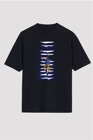 Unisex Pislik (Filth) Baskılı Siyah Oversize Tshirt