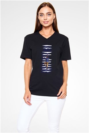 Unisex Pislik (Filth) Baskılı Siyah V Yaka Tshirt