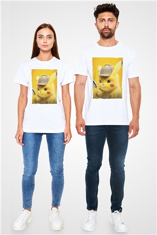 Pokémon Dedektif Pikachu (Pokémon Detective Pikachu) Baskılı Beyaz T-shirt