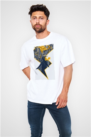 Unisex Pokémon Dedektif Pikachu (Pokémon Detective Pikachu) Baskılı Beyaz Oversize Tişört