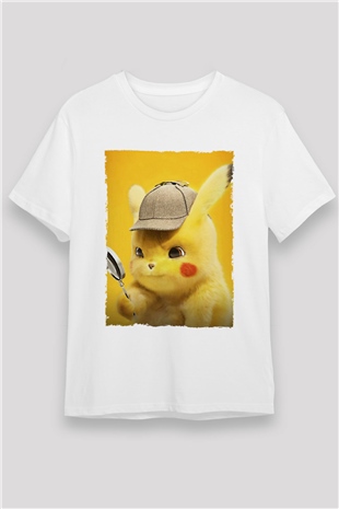 Pokémon Dedektif Pikachu (Pokémon Detective Pikachu) Baskılı Beyaz T-shirt