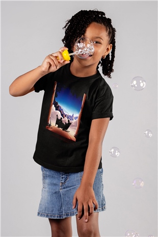 Unisex Prenses Gelin (The Princess Bride) Baskılı Siyah Çocuk T-Shirt