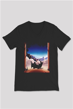 Unisex Prenses Gelin (The Princess Bride) Baskılı Siyah V Yaka T-shirt