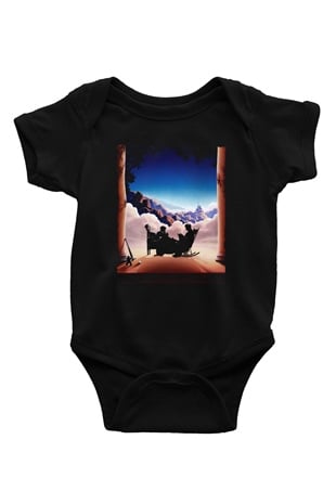 Unisex Prenses Gelin (The Princess Bride) Baskılı Siyah Bebek Body - Zıbın