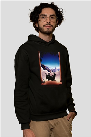 Unisex Prenses Gelin (The Princess Bride) Baskılı Siyah Kapüşonlu Sweatshirt