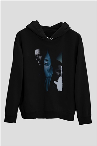 Unisex Prestij (The Prestige) Baskılı Siyah Kapüşonlu Sweatshirt