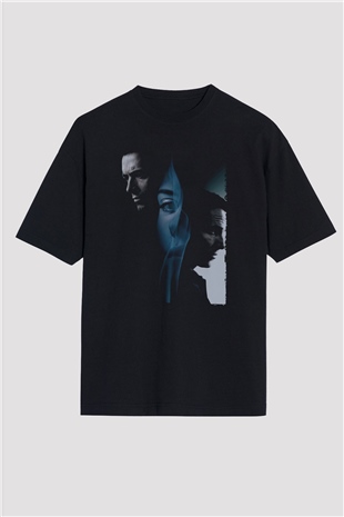 Unisex Prestij (The Prestige) Baskılı Siyah Oversize Tshirt
